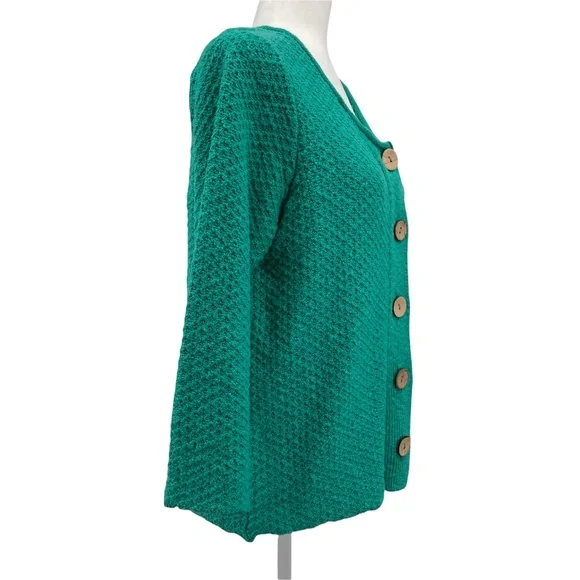 Habitat Clothes to Live In Teal Button Cardigan Sweater - Picture 3 of 9